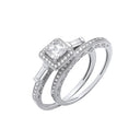 Silver Bridal Set P/Cut & Baguette Cubic Zirconias Half ET Rings