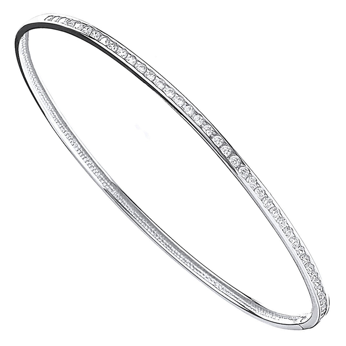 White Gold Cubic Zirconia 3mm Bangle - 9ct Gold