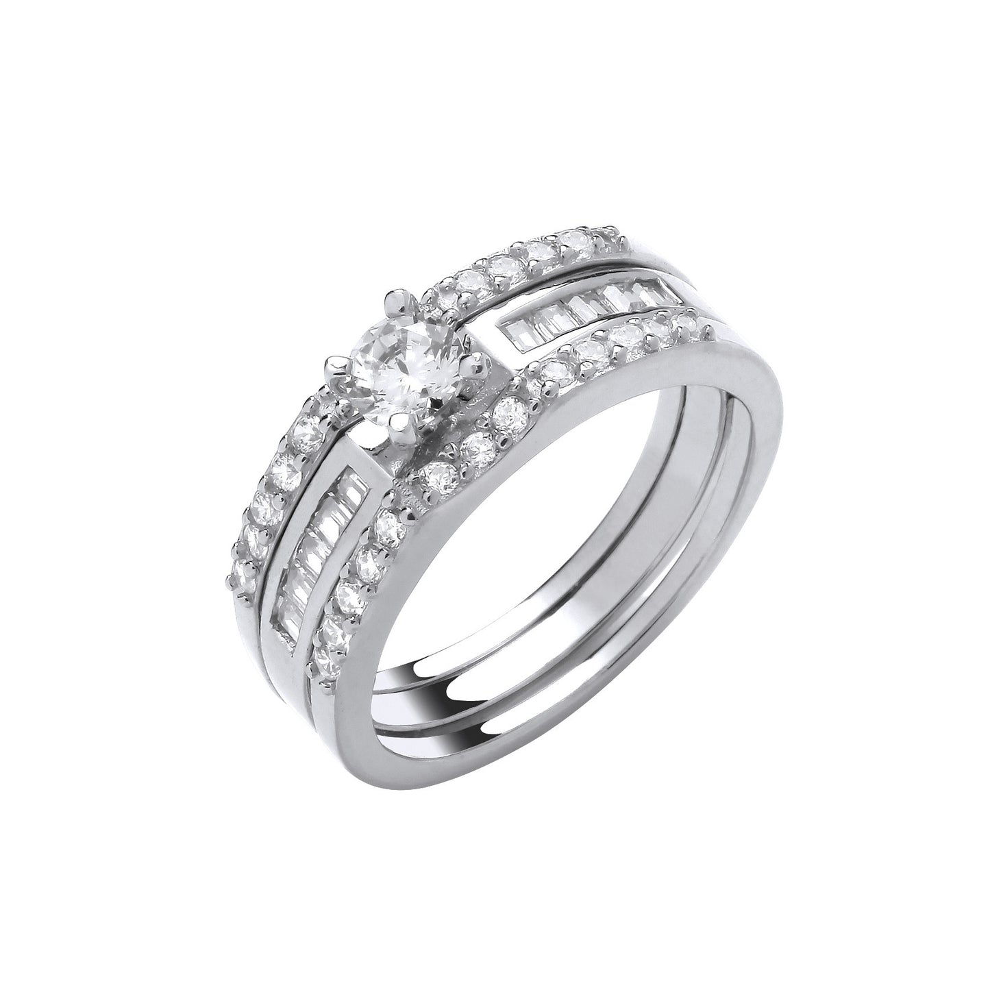 Silver Bridal Set S/S Half ET 3 Rings - Silver