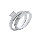 Silver Bridal Set Square Top Cubic Zirconia Half ET Rings