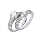 Silver Bridal Set S/S Fancy Half ET Rings