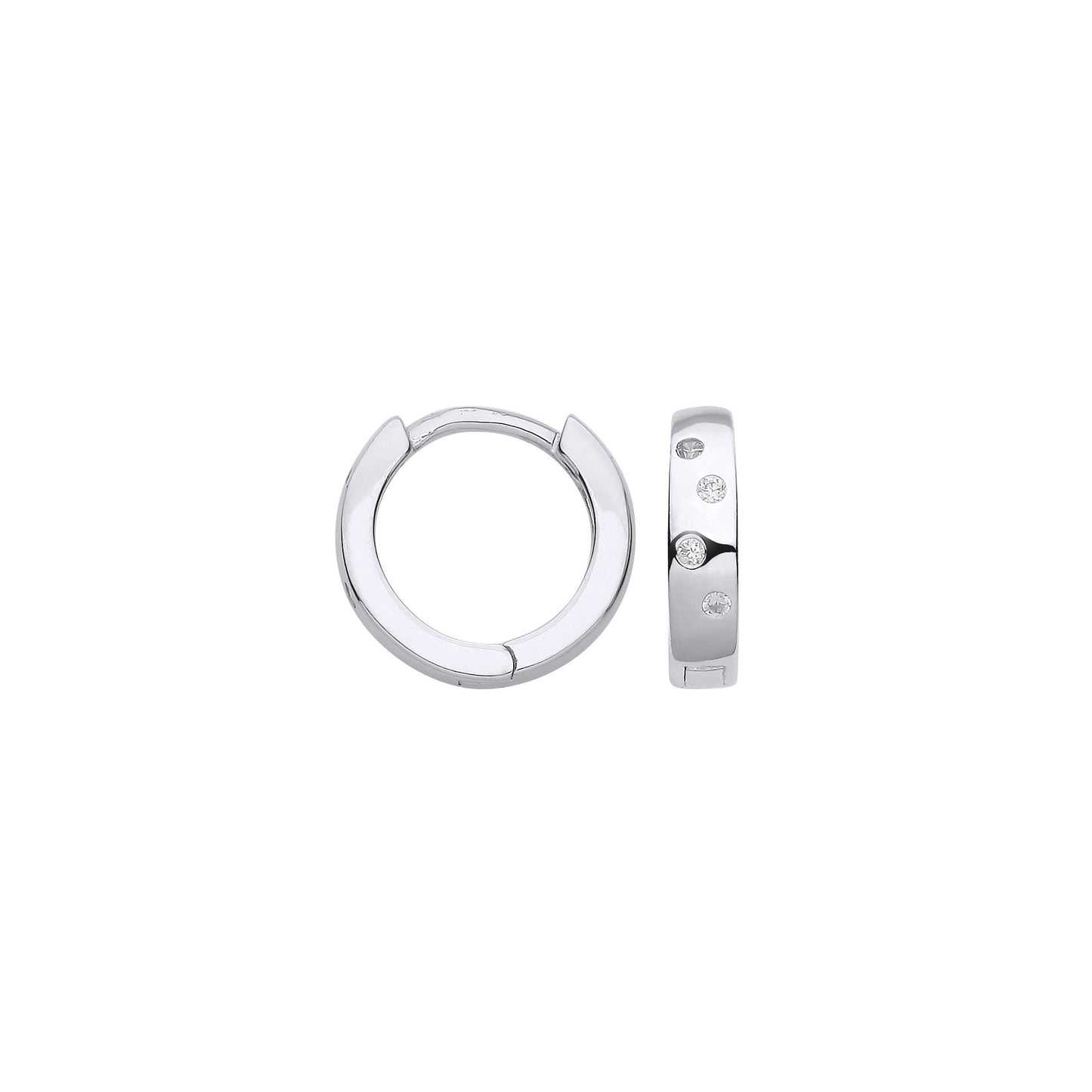 Silver Cubic Zirconia Hinged Huggies - Silver