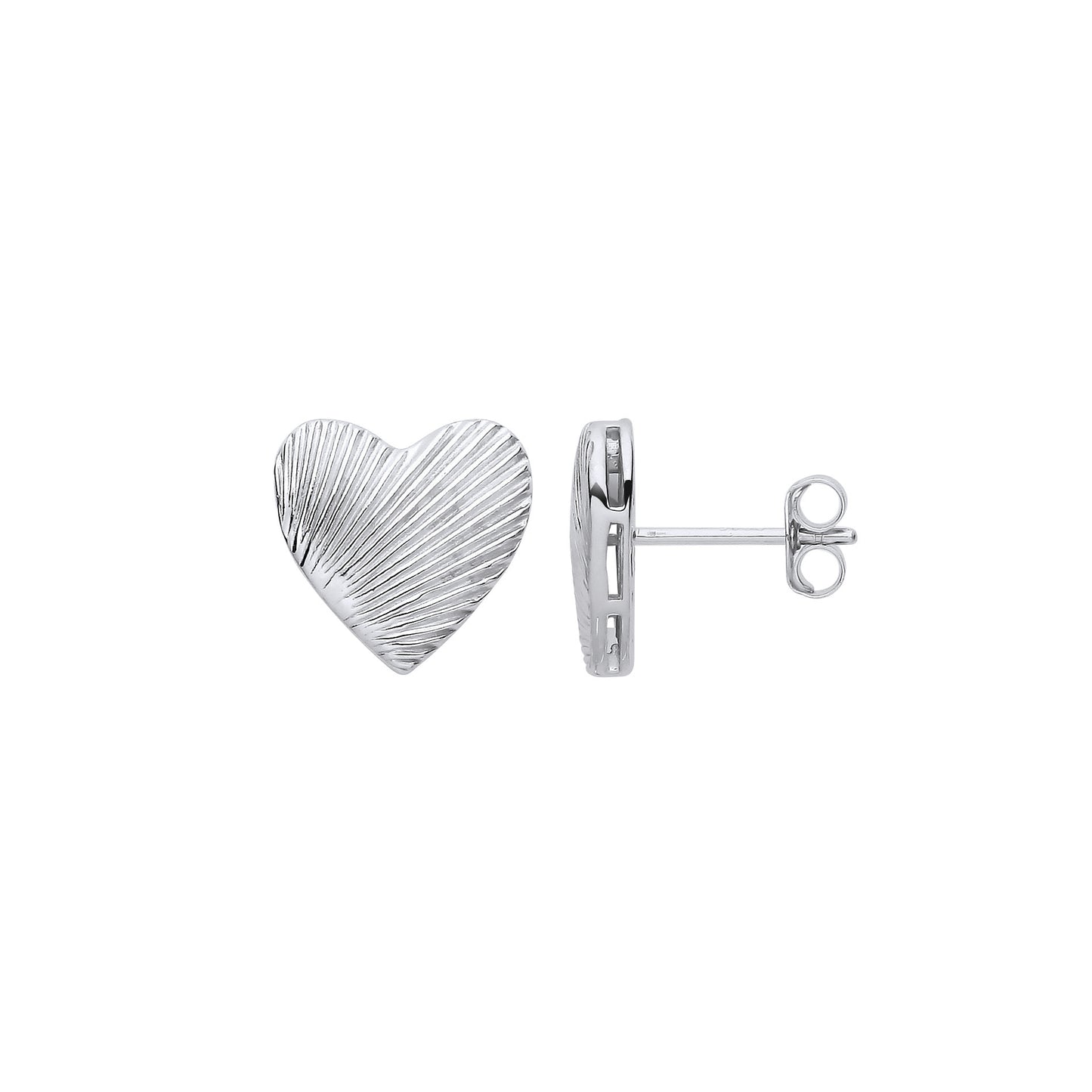 Silver Heart Studs - Silver