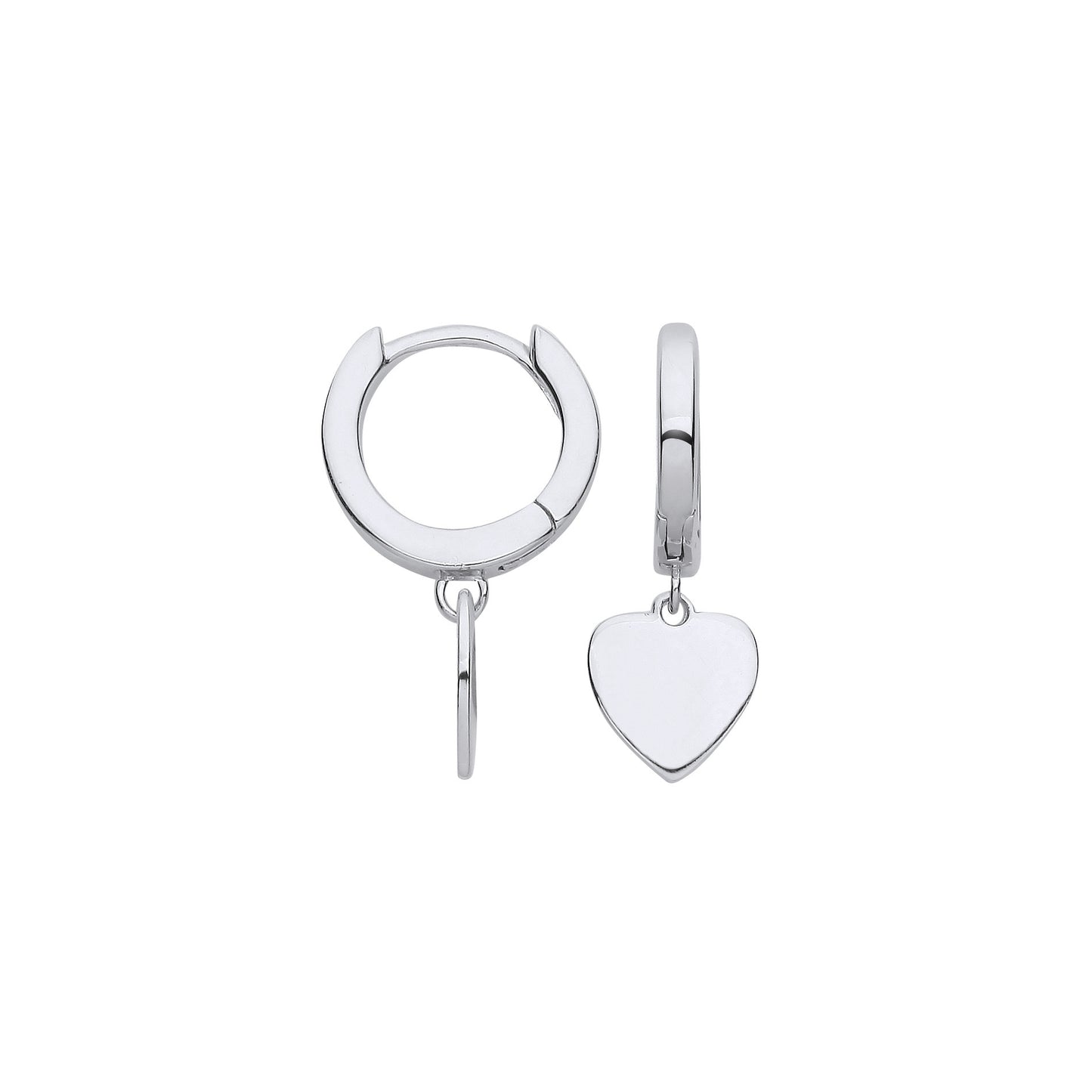 Silver Heart Hinged Huggies - Silver