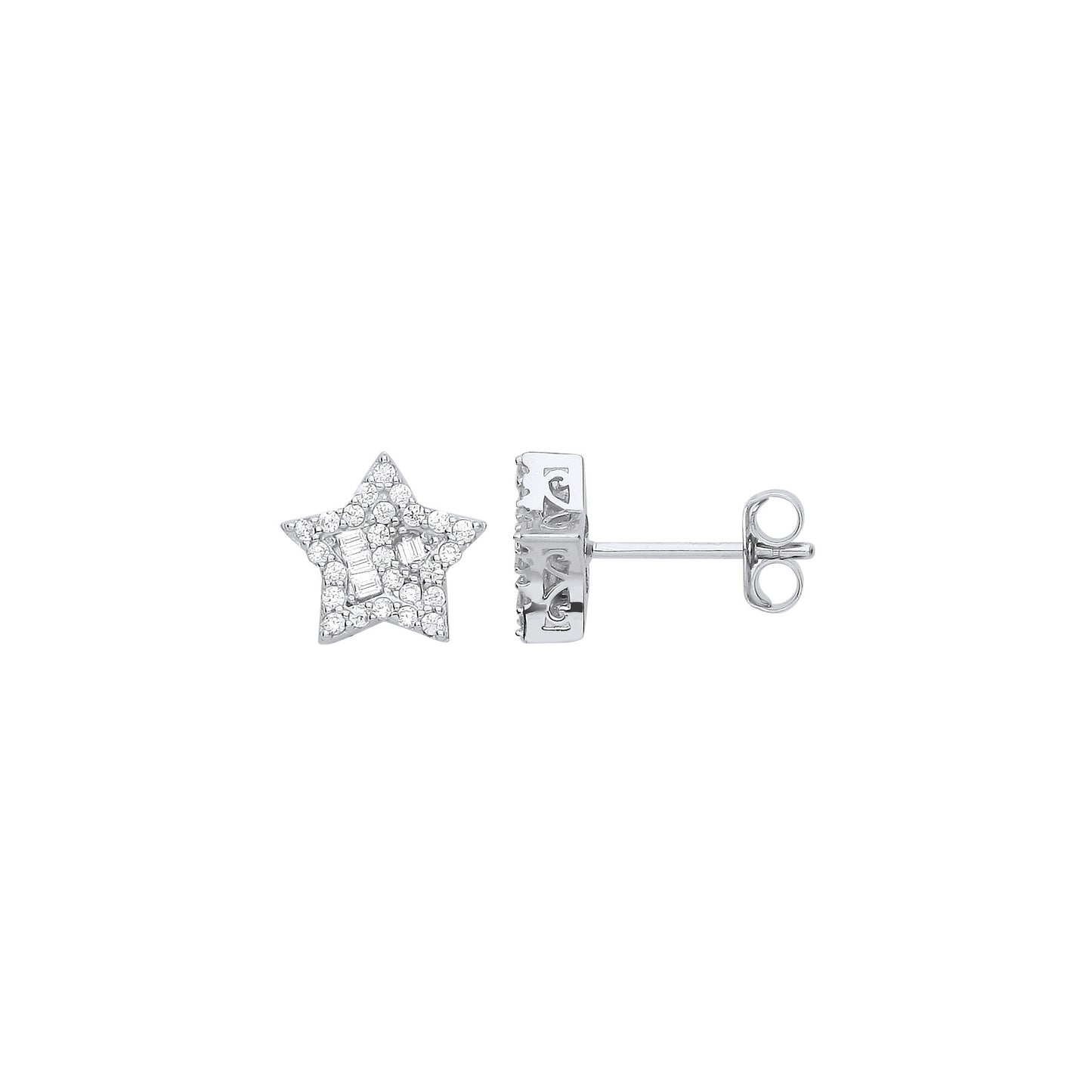 Silver Cubic Zirconia Star Studs - Silver