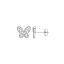 Silver Cubic Zirconia Butterfly Studs