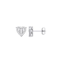 Silver Cubic Zirconia Heart Studs