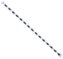 Silver Oval Sapphire Blue Glass & Clear Emerald Cubic Zirconias Tennis Bracelet