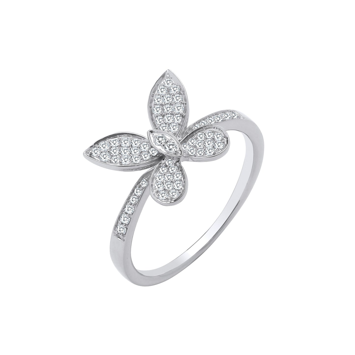 9ct White Gold 0.27ct Butterfly Ring - 9ct Gold