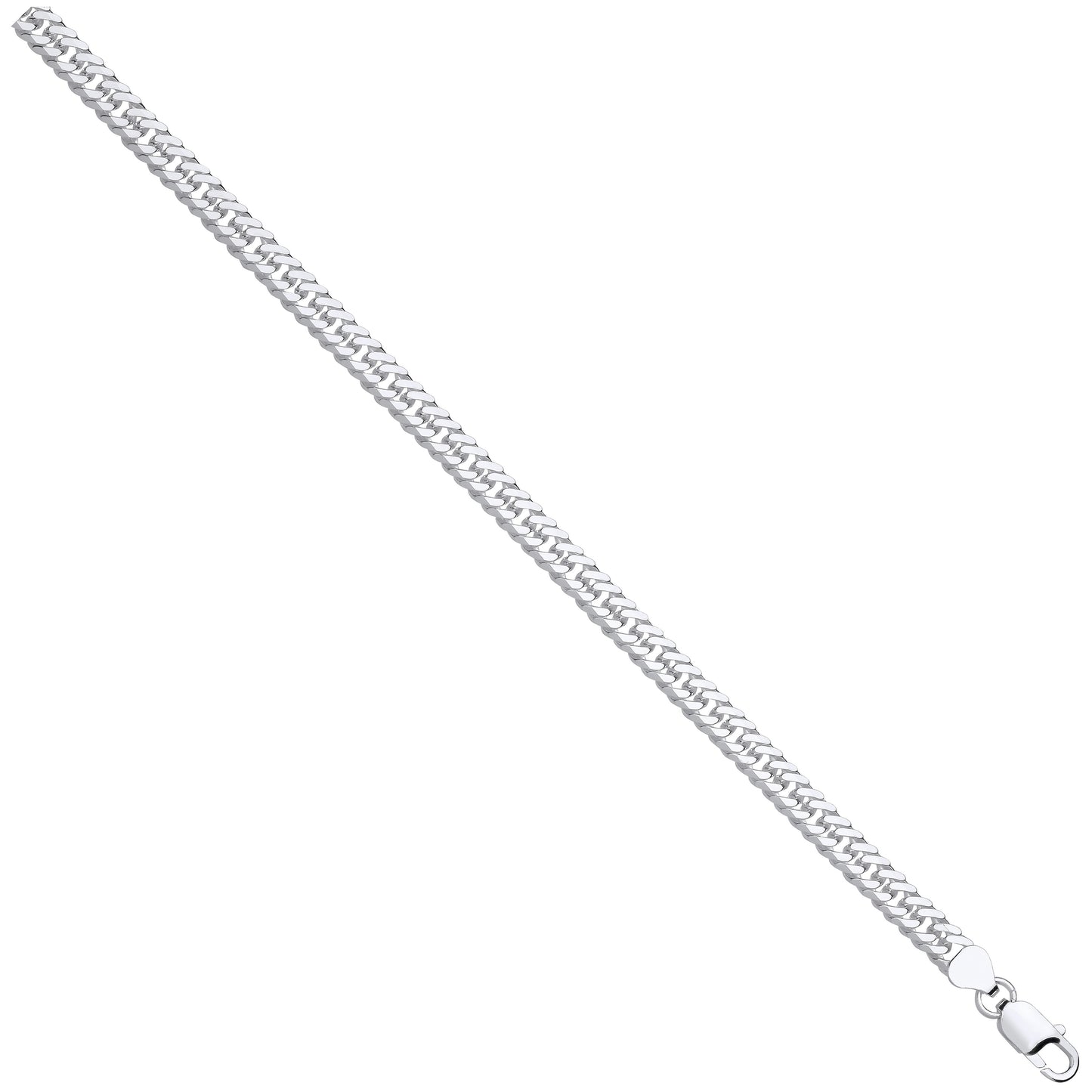 Silver Double Curb 7mm Chain - Silver
