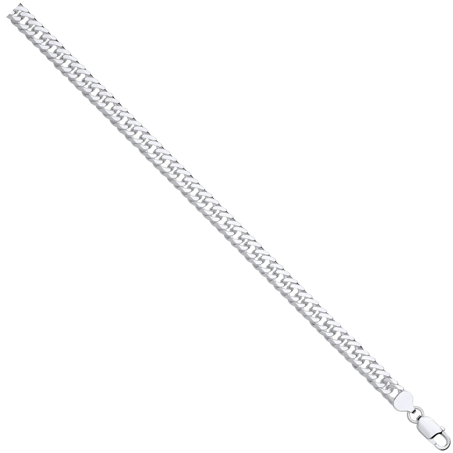 Silver Double Curb 8mm Chain - Silver