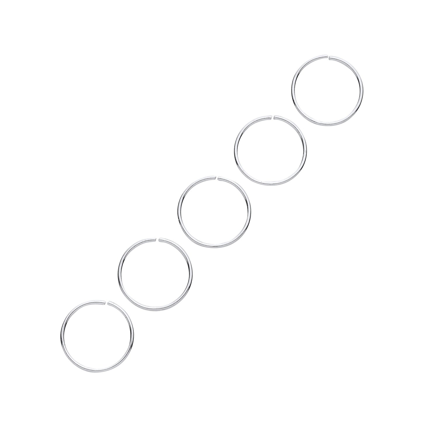 Silver 10mm NOSE Hoop Ring (Pack of 5) - Silver