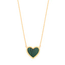 Yellow Gold Green Rubover Heart 18"Necklace