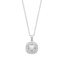 Silver Opal Halo Style Pendant with Chain