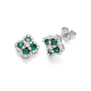 Green Four Leaf Clover Cubic Zirconia Stud Earrings