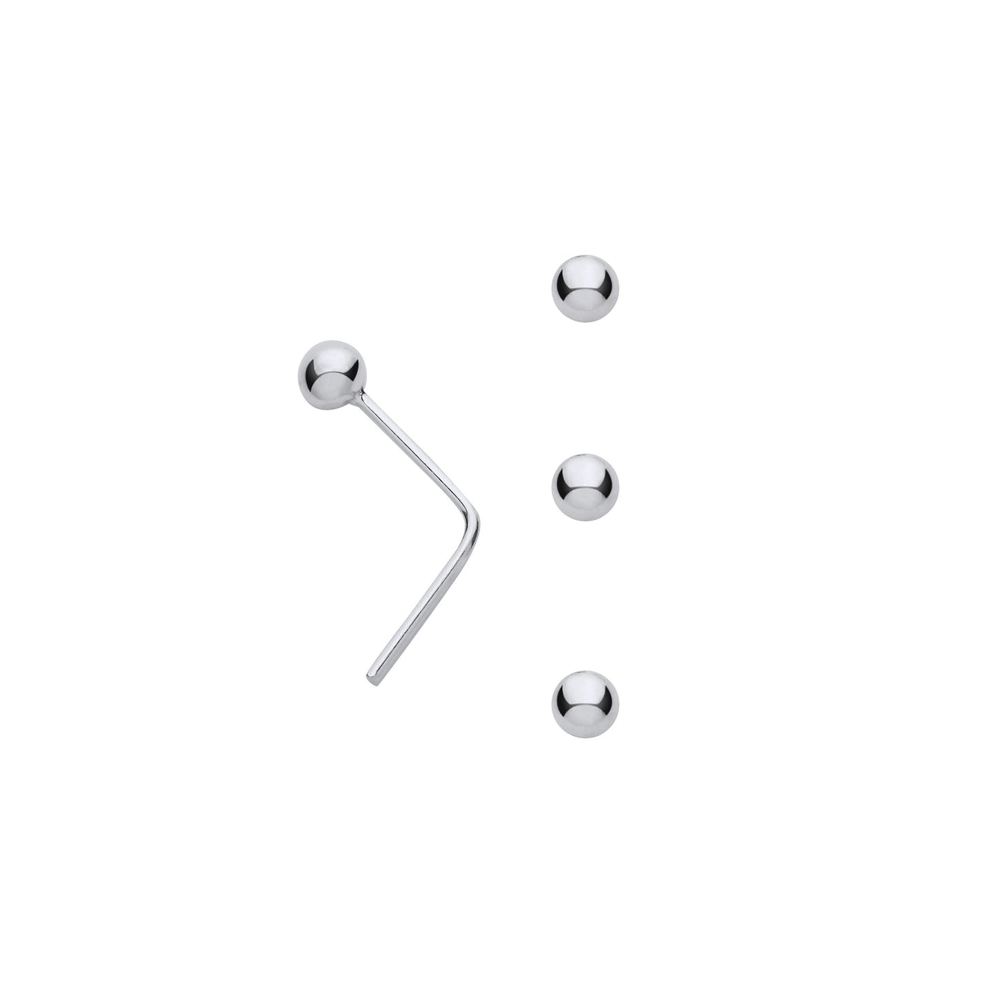 Silver 2.5mm Ball Nose Studs (pack of 3) - Silver