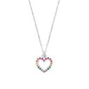 Silver Multi Colour Cubic Zirconia Heart Pendant Necklace