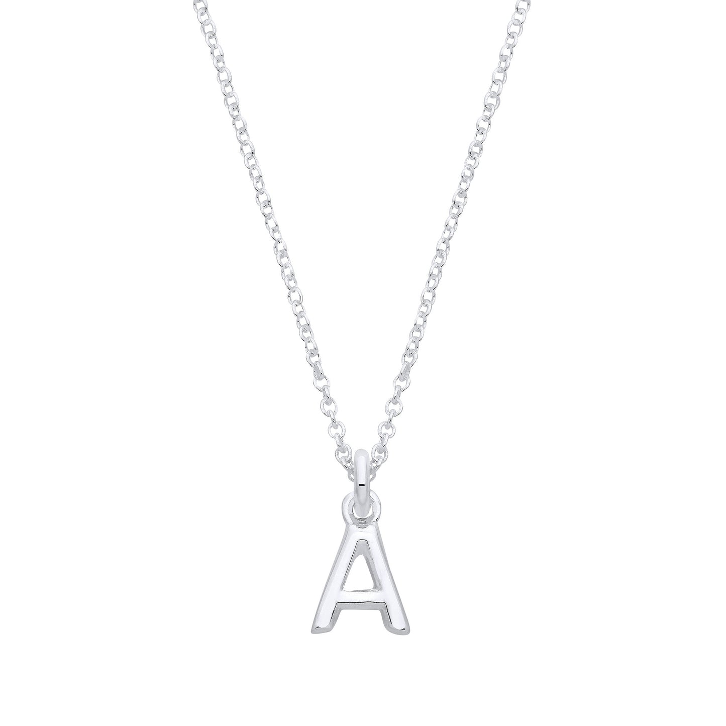 Silver Small Plain Initial 16" + 1" Necklace - Silver