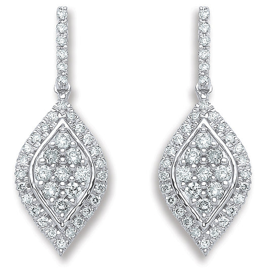 18ct White Gold 0.50ct Diamond Drop Earrings - 18ct Gold