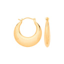 Yellow Gold Curved Creole Hollow Hoop Earrings