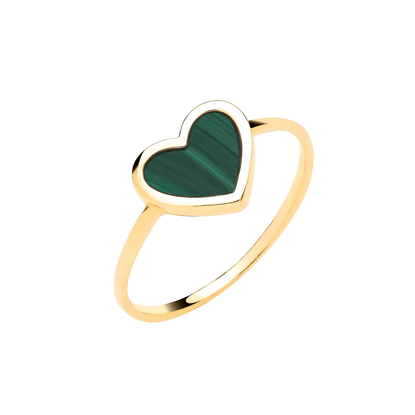 Yellow Gold Green Heart Ladies Ring - 9ct Gold