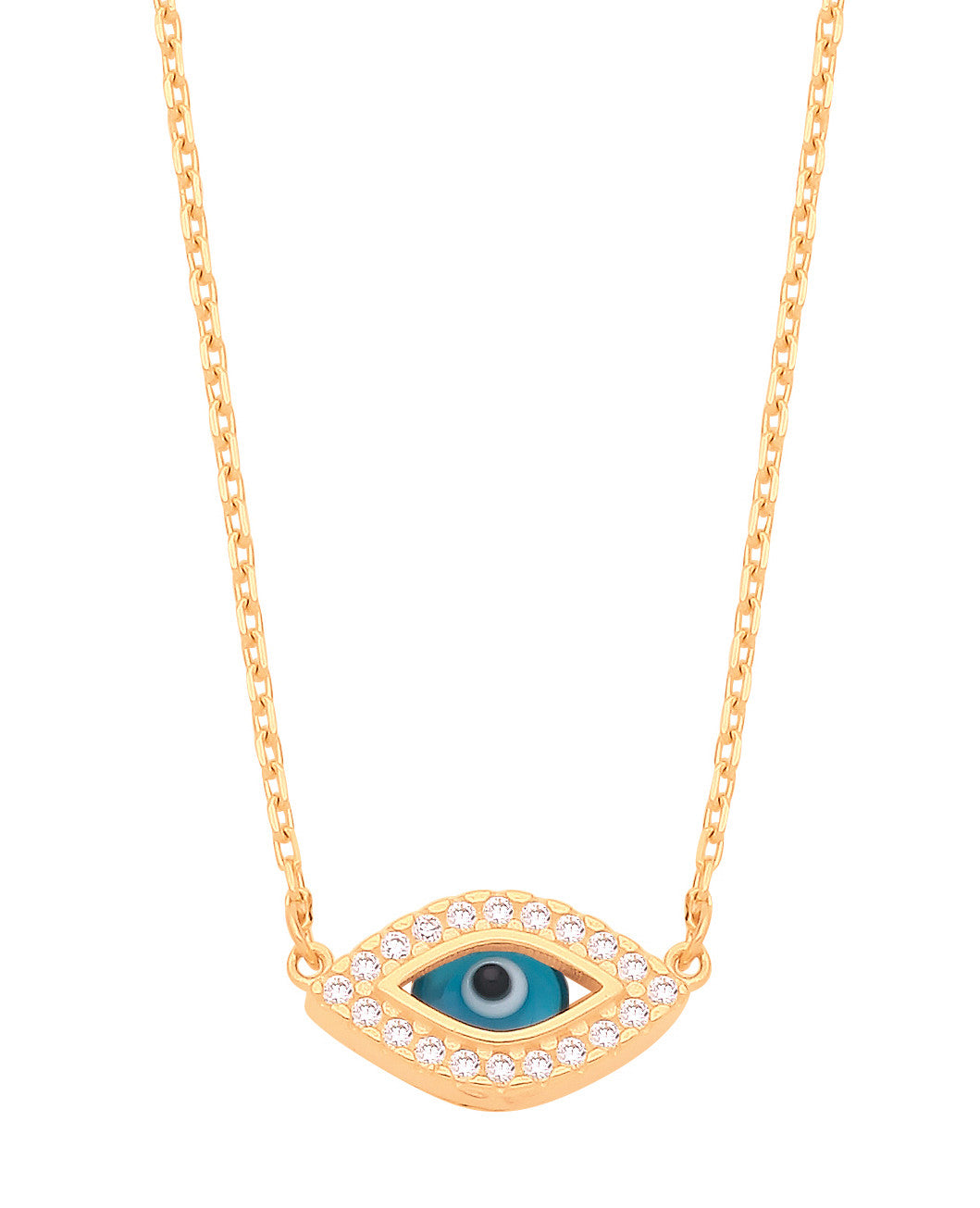 Yellow Gold Evil Eye 17" Necklace - 9ct Gold