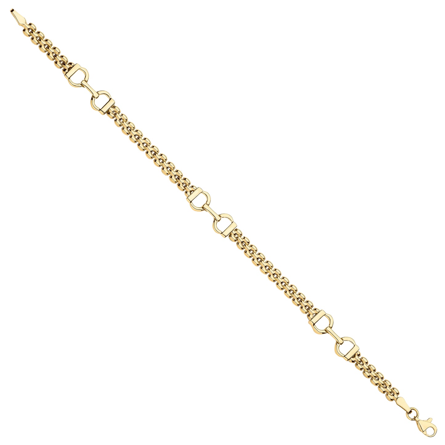 Yellow Gold Panther 3 Row Fancy Ladies Bracelet - 9ct Gold