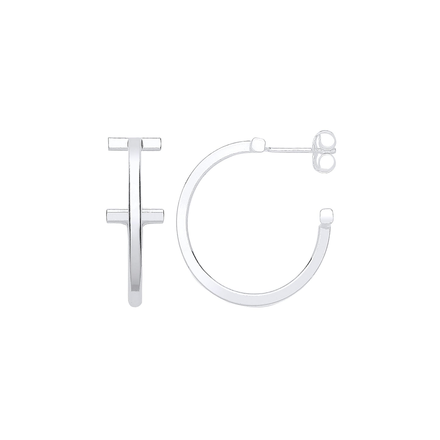 Silver T-Hoop 20mm Earrings - Silver