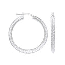 Silver Greek Key 30mm Hoop Earrings