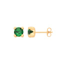9ct Yellow Gold Round 5mm GREEN Cubic Zirconia Stud