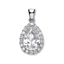 Silver Pear Shape Cubic Zirconia Pendant