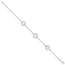 Silver WHITE Enamel Four Leaf Clover Bracelet