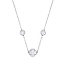 Silver WHITE Enamel Four Leaf Clover Necklace
