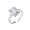 Silver Emerald Halo Style Cubic Zirconias Ring