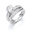 Silver Bridal Set, Pear Cubic Zirconia Centre Rings