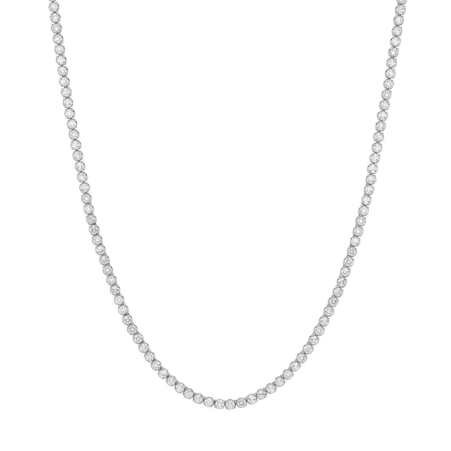 9ct White Gold 15.00ctw LAB GROWN 17" Diamond Tennis Necklace IGI Certified - 9ct Gold