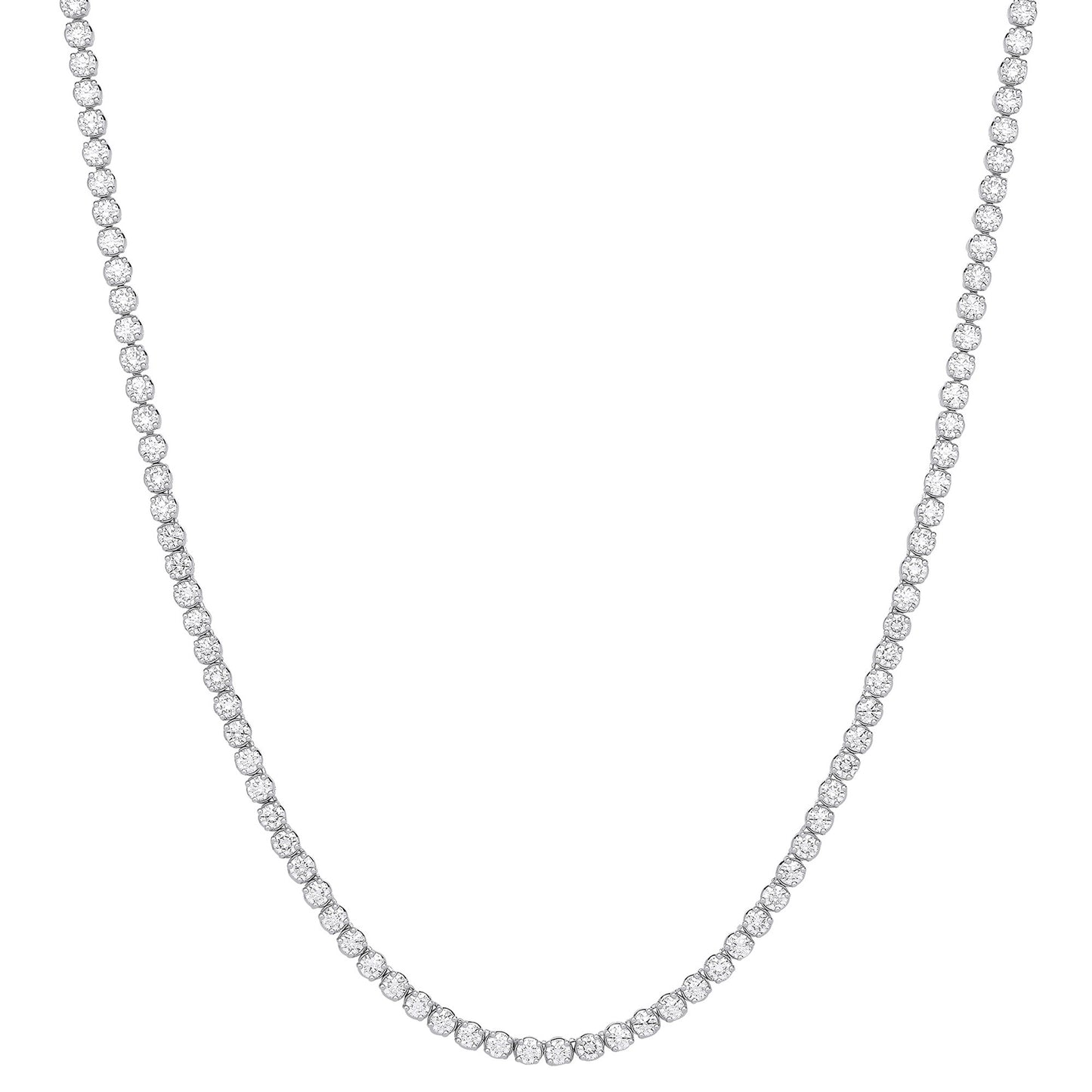 9ct White Gold 20.00ctw LAB GROWN 17" Diamond Tennis Necklace IGI Certified - 9ct Gold
