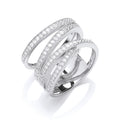 Silver Micro-Pave Multi Band Cubic Zirconia Ring