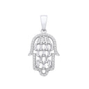 Silver Hamsa Cubic Zirconia Pendant