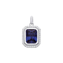 Silver Blue Octagon Cubic Zirconia Pendant