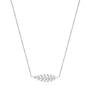Silver Cubic Zirconia Feather Necklace