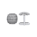 Silver & Black Stripes, Cubic Zirconia Domed Cufflinks