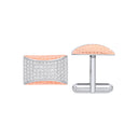 Silver Cubic Zirconias & Rose Gold Plating Barley Design Cufflinks