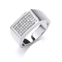 Silver Micro-Pave Cubic Zirconia Gents Ring