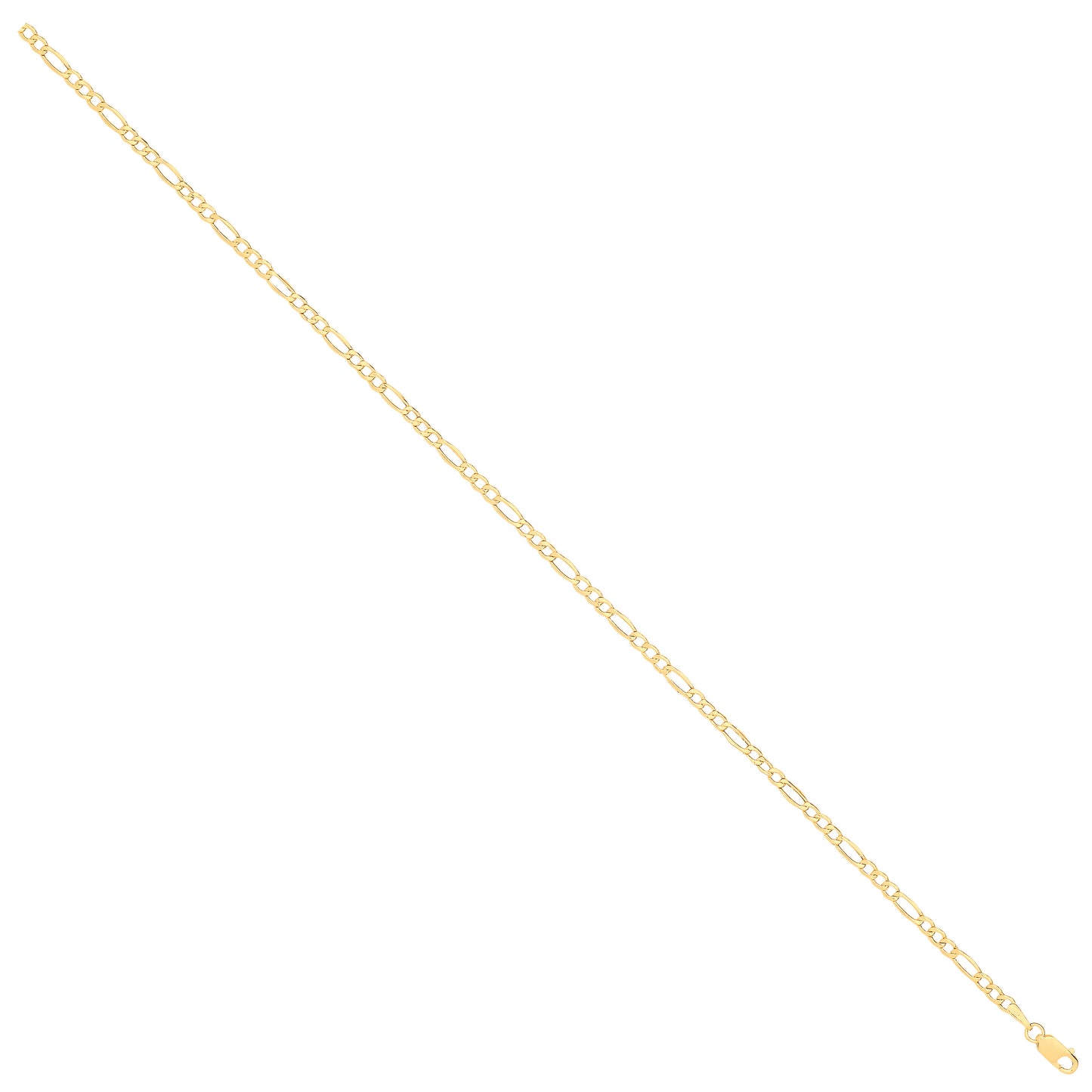 14ct Yellow Gold Hollow Beveled Figaro 2.6mm Chain - 14ct Gold