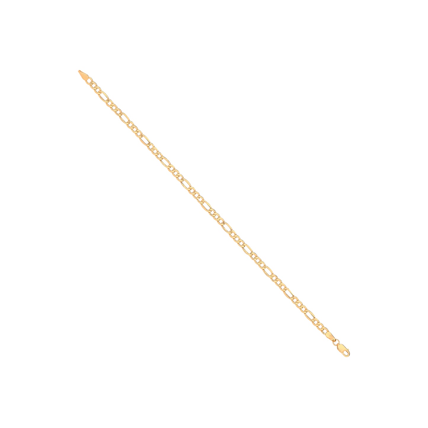 14ct Yellow Gold Hollow Beveled Figaro 3.4mm Chain - 14ct Gold