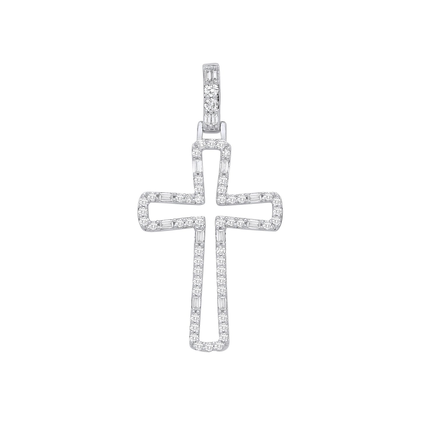 9ct White Gold 0.40ctw Cross Pendant - 9ct Gold
