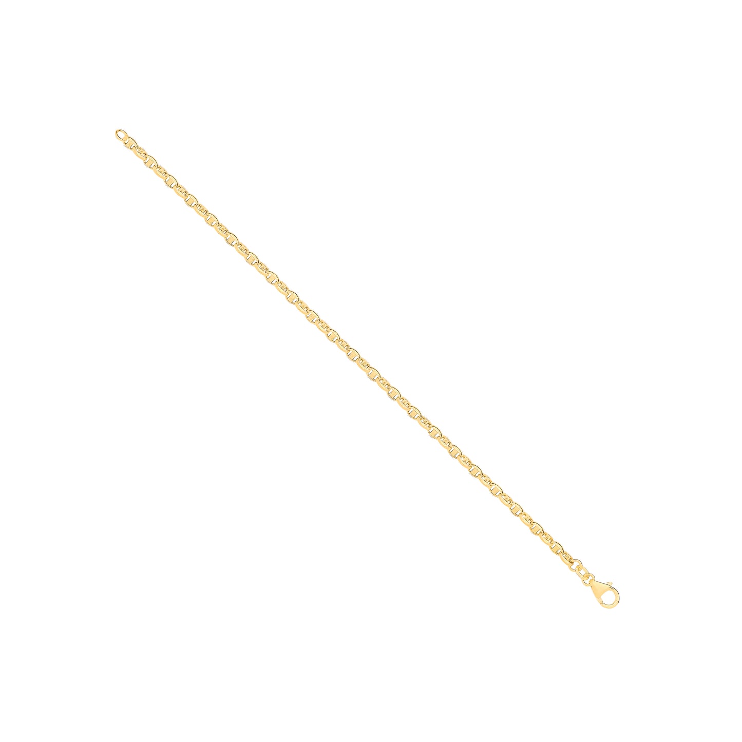 14ct Yellow Gold Hollow Oval Puff Marine 3.6mm Chain - 14ct Gold