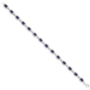 Silver Clear Cubic Zirconia & Blue Sapphire Glass Halo Style Ladies Bracelet