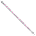 Silver Pink and Clear Cubic Zirconia Tennis Ladies 6.2mm Bracelet